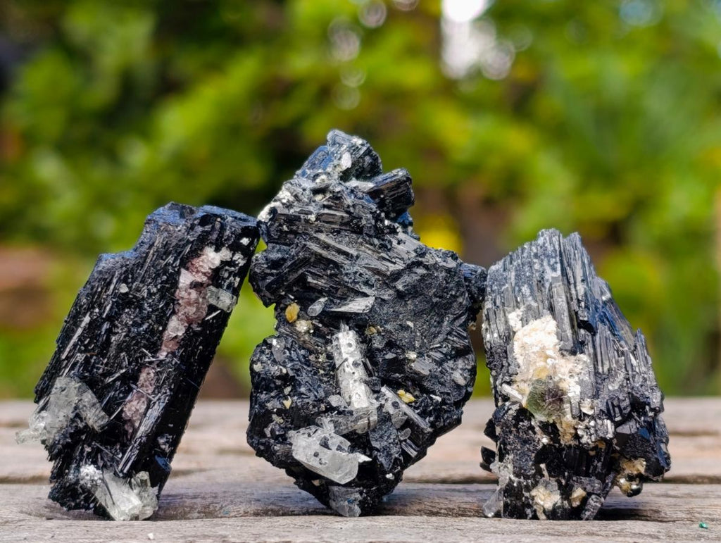 Natural Schorl Black Tourmaline Specimens with Associated Minerals x 24 From Erongo, Namibia