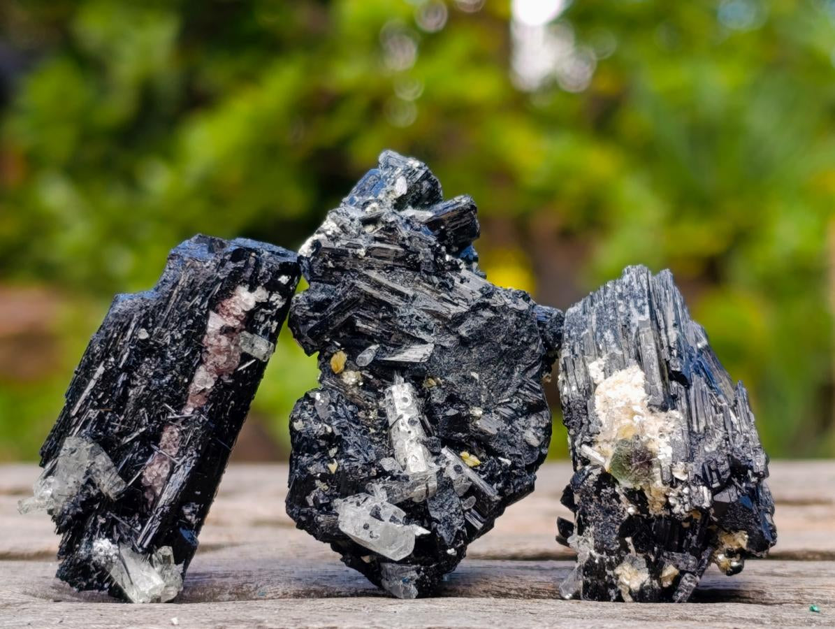 Natural Schorl Black Tourmaline Specimens with Associated Minerals x 24 From Erongo, Namibia
