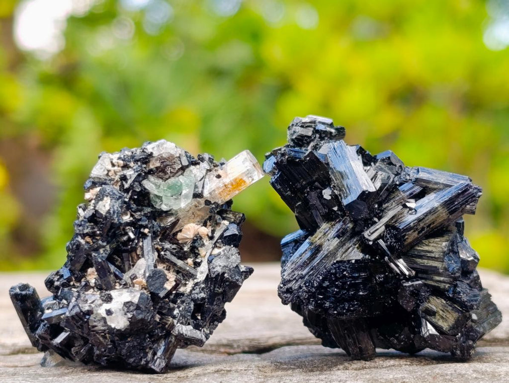 Natural Schorl Black Tourmaline Specimens with Associated Minerals x 24 From Erongo, Namibia