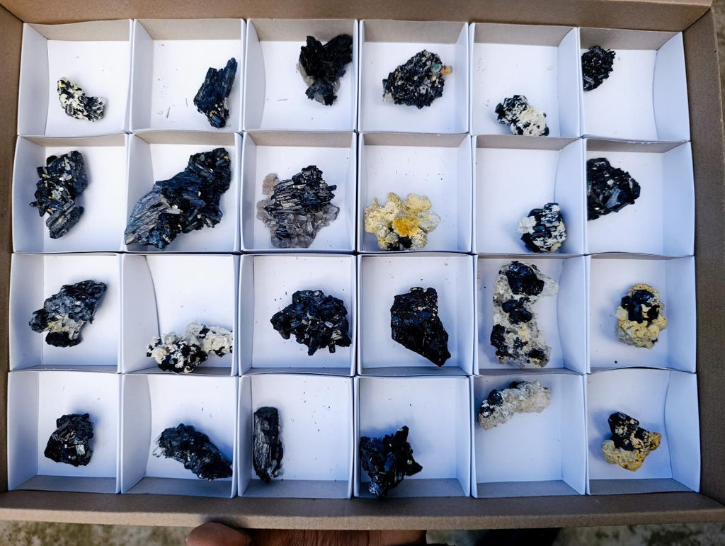 Natural Schorl Black Tourmaline Specimens with Associated Minerals x 24 From Erongo, Namibia