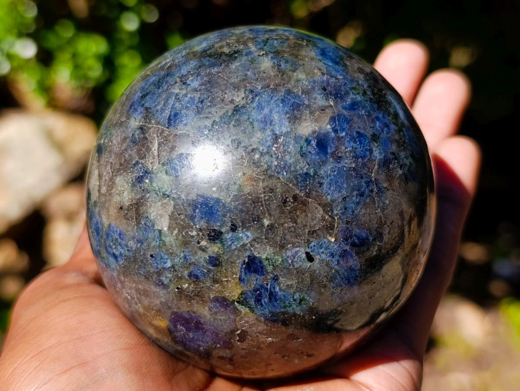 Polished Blue Iolite "Water Sapphire" Spheres x 2 From Madagascar