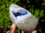 Polished and Natural Blue Lace Agate Standing Display Pieces x 2 From Nsanje, Malawi