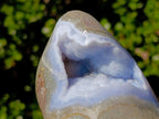 Polished and Natural Blue Lace Agate Standing Display Pieces x 2 From Nsanje, Malawi