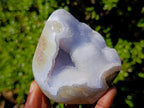 Polished and Natural Blue Lace Agate Standing Display Pieces x 2 From Nsanje, Malawi