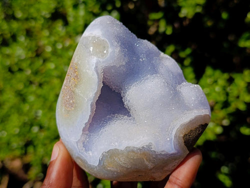 Polished and Natural Blue Lace Agate Standing Display Pieces x 2 From Nsanje, Malawi