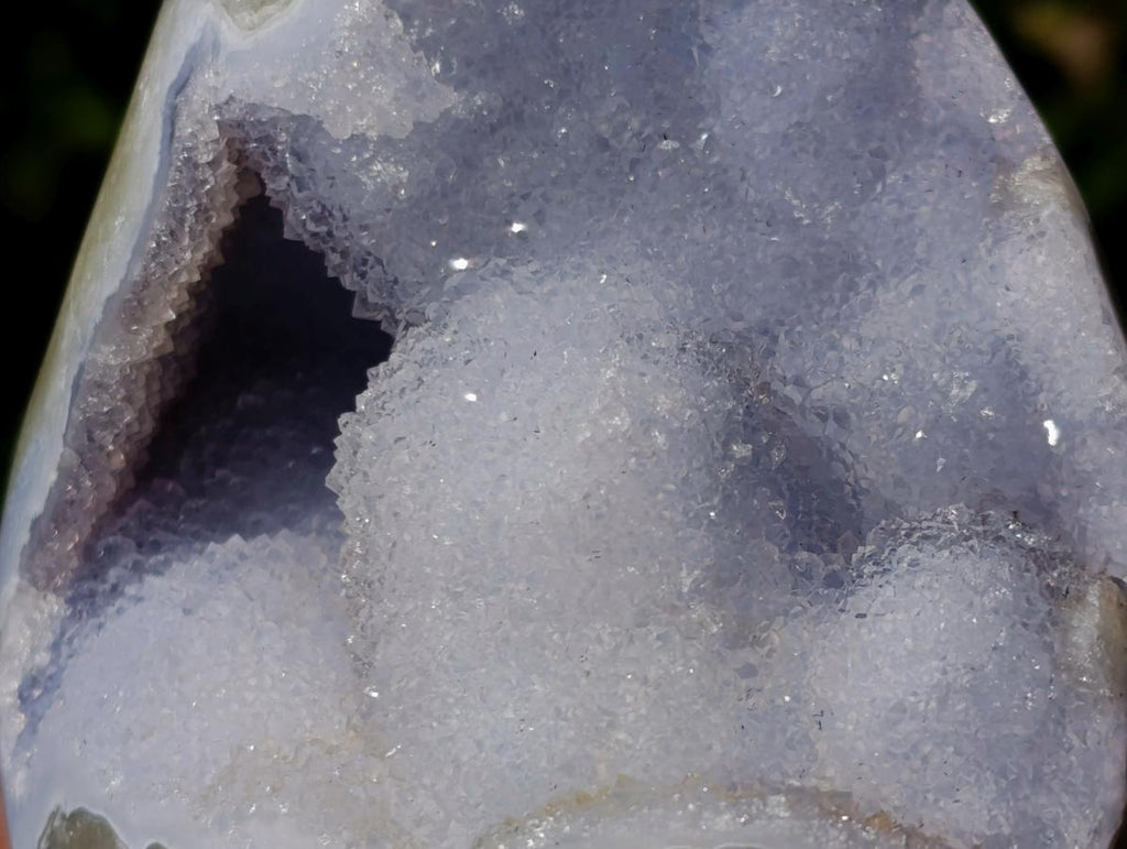 Polished and Natural Blue Lace Agate Standing Display Pieces x 2 From Nsanje, Malawi