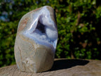 Polished and Natural Blue Lace Agate Standing Display Pieces x 2 From Nsanje, Malawi