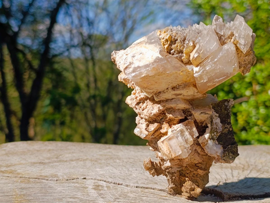 Natural Large Stacked Rhombohedral Calcite Clusters with Phosphorus Aragonite x 2 From Albert's Mountain, Lesotho