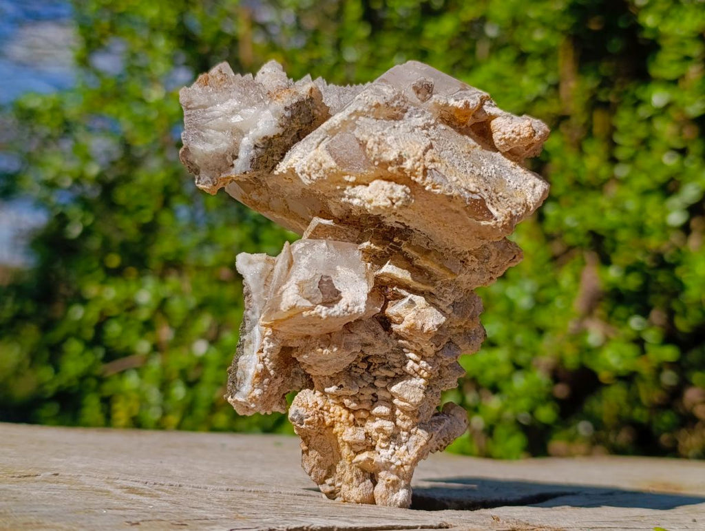 Natural Large Stacked Rhombohedral Calcite Clusters with Phosphorus Aragonite x 2 From Albert's Mountain, Lesotho