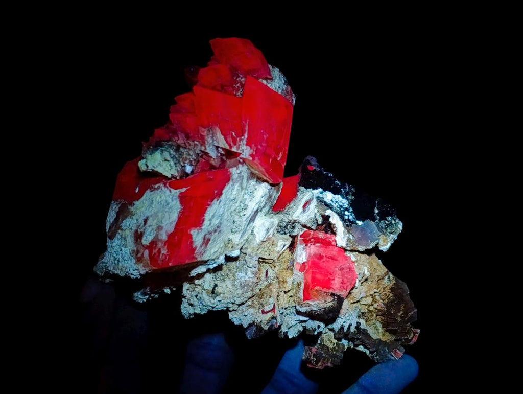 Natural Large Stacked Rhombohedral Calcite Clusters with Phosphorus Aragonite x 2 From Albert's Mountain, Lesotho