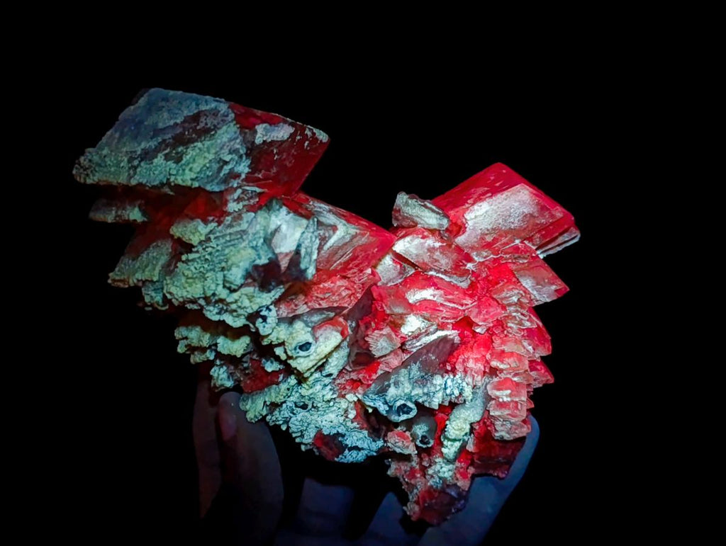 Natural Large Stacked Rhombohedral Calcite Clusters with Phosphorus Aragonite x 2 From Albert's Mountain, Lesotho