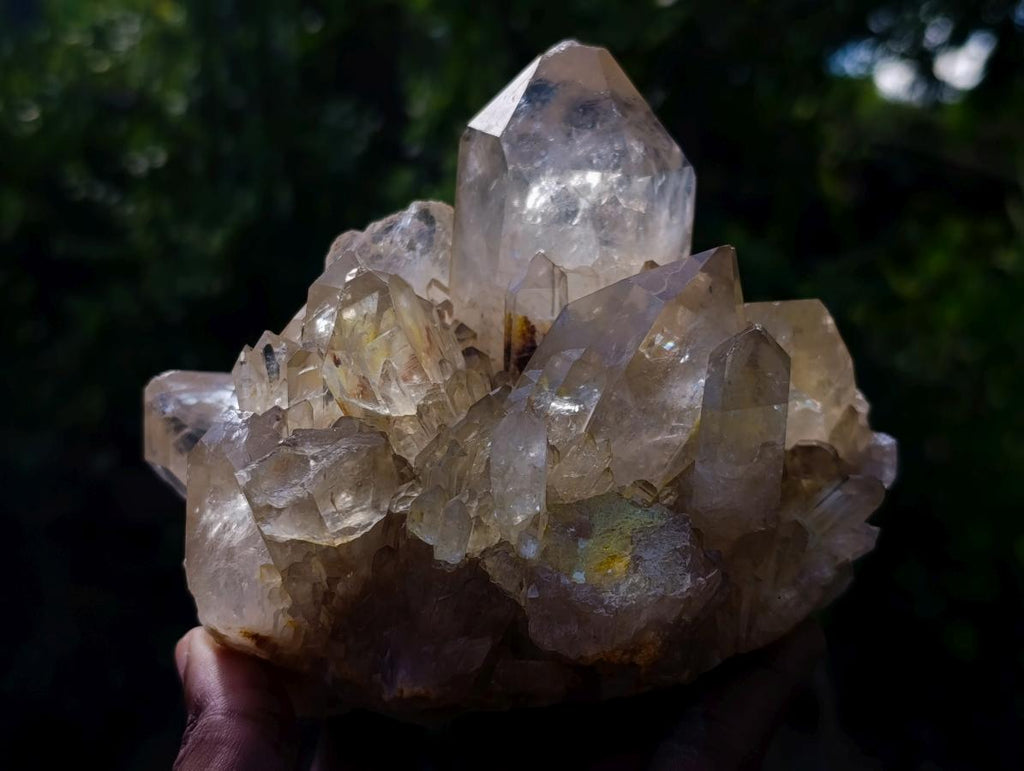 Natural Clear Smokey Pale Citrine Quartz Clusters x 2 From Luena, Congo