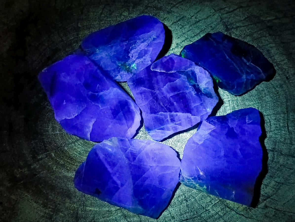 Polished One Side Watermelon Fluorite Slices x 6 From Uis, Namibia