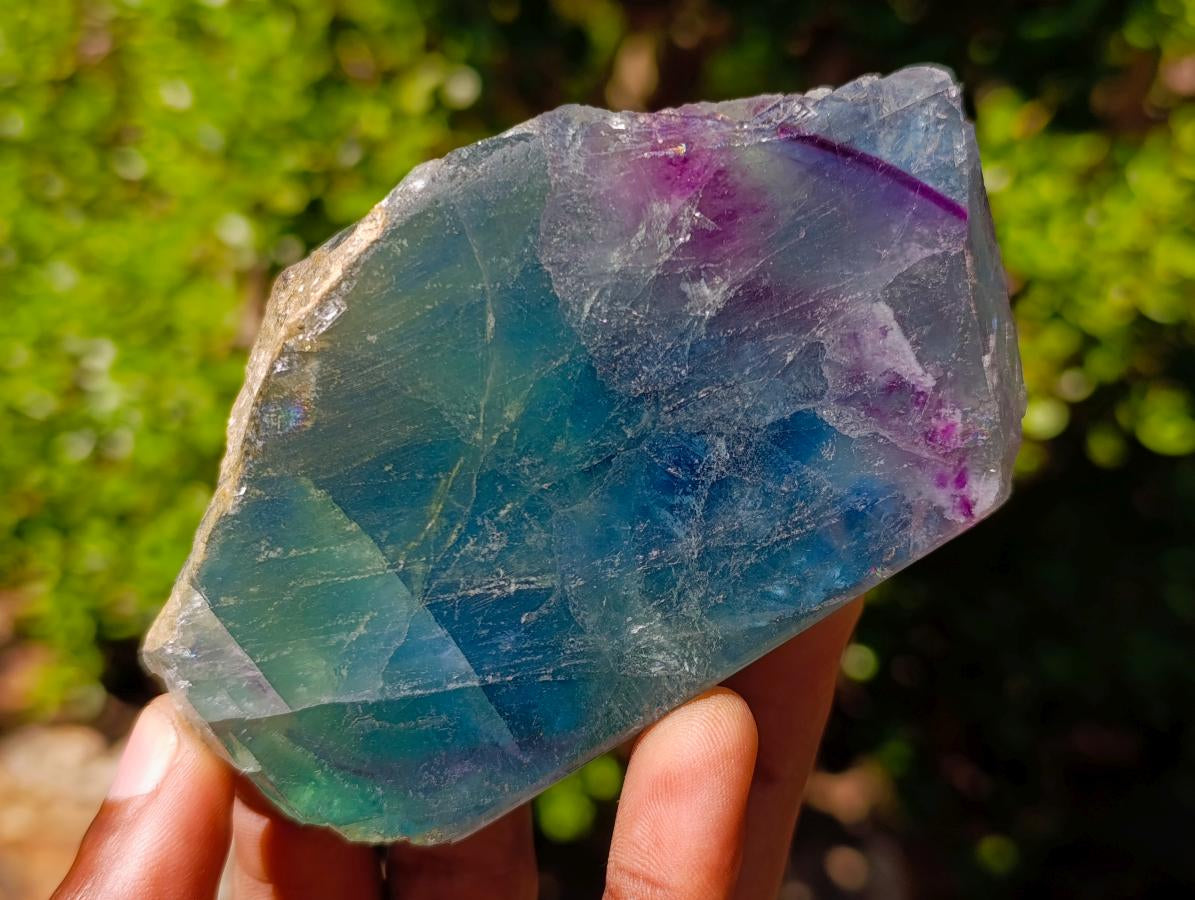 Polished One Side Watermelon Fluorite Slices x 6 From Uis, Namibia