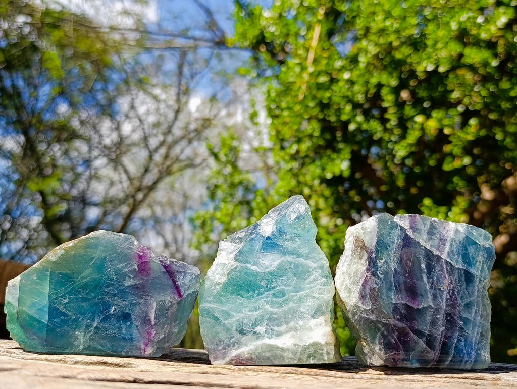 Polished One Side Watermelon Fluorite Slices x 6 From Uis, Namibia