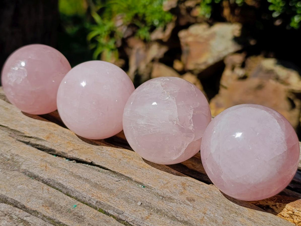 Polished Gemmy Rose Quartz Spheres x 4 From Madagascar