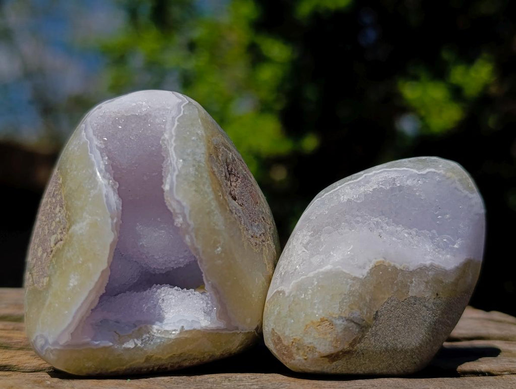 Polished Blue Lace Agate Standing Display Pieces and Free Forms x 15 From Nsanje, Malawi