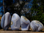 Polished Blue Lace Agate Standing Display Pieces and Free Forms x 15 From Nsanje, Malawi
