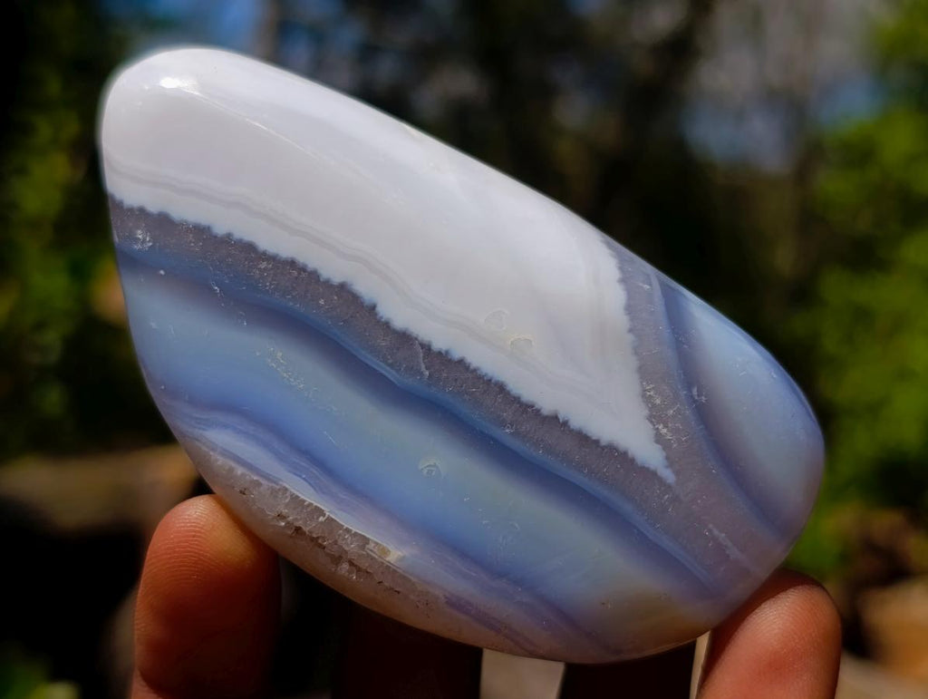 Polished Blue Lace Agate Standing Display Pieces and Free Forms x 15 From Nsanje, Malawi