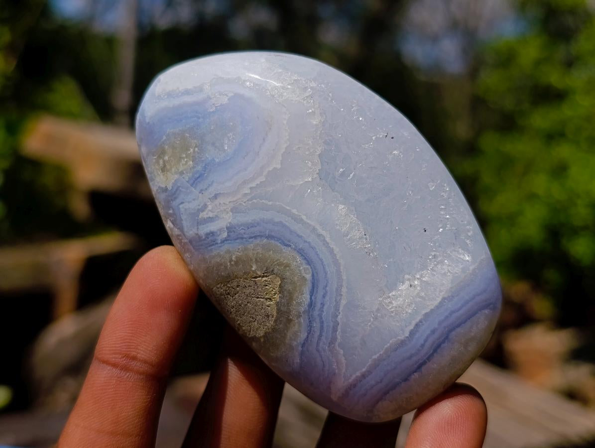 Polished Blue Lace Agate Standing Display Pieces and Free Forms x 15 From Nsanje, Malawi