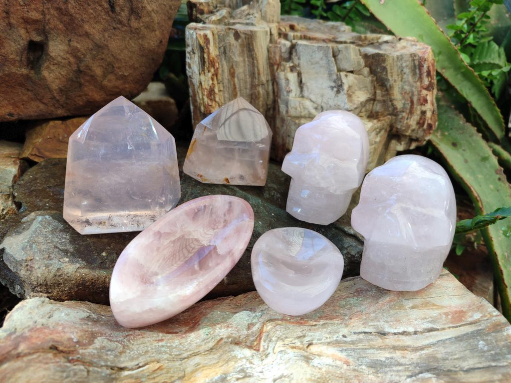 Polished Gemmy Rose Quartz Mixed Tray x 6 From Madagascar