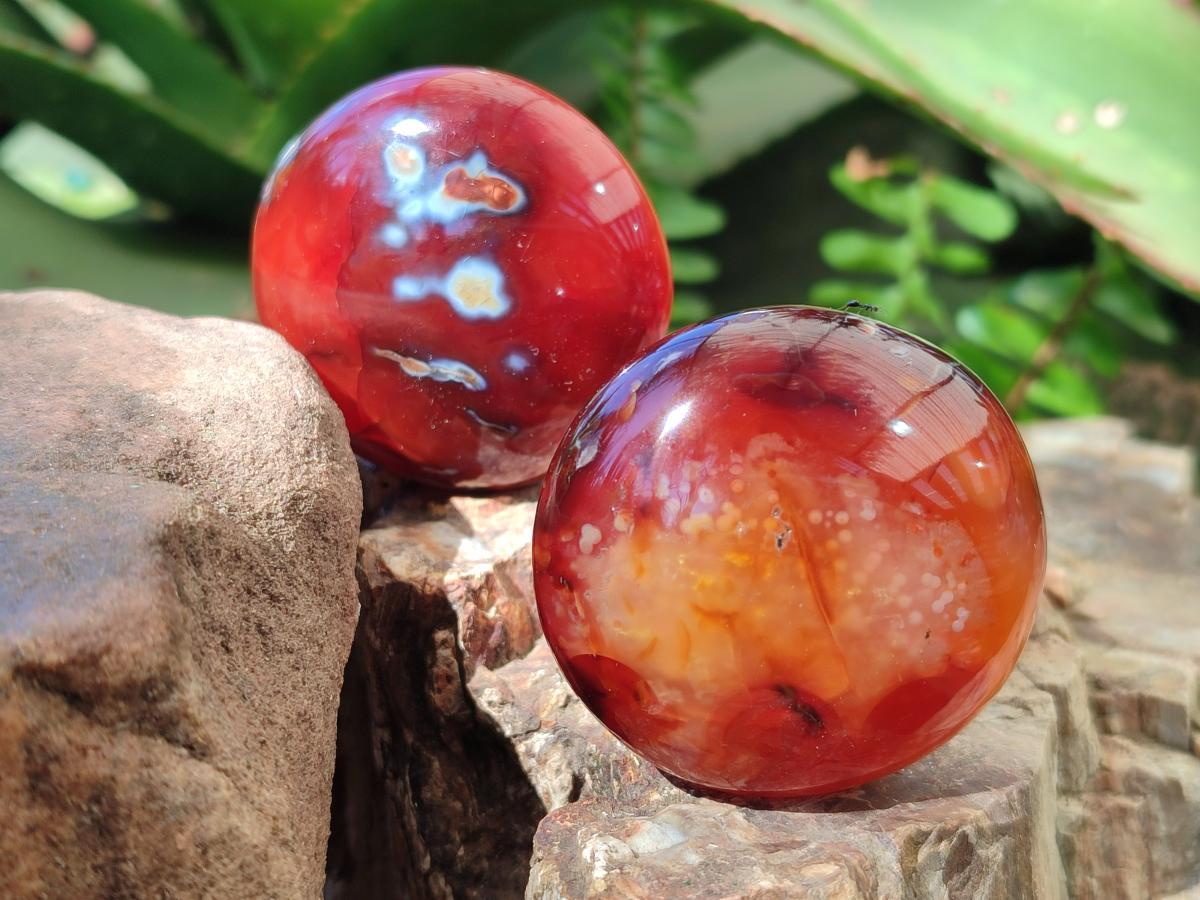 Polished and Natural Carnelian Agate Gemstone Galets x 20 From Madagascar