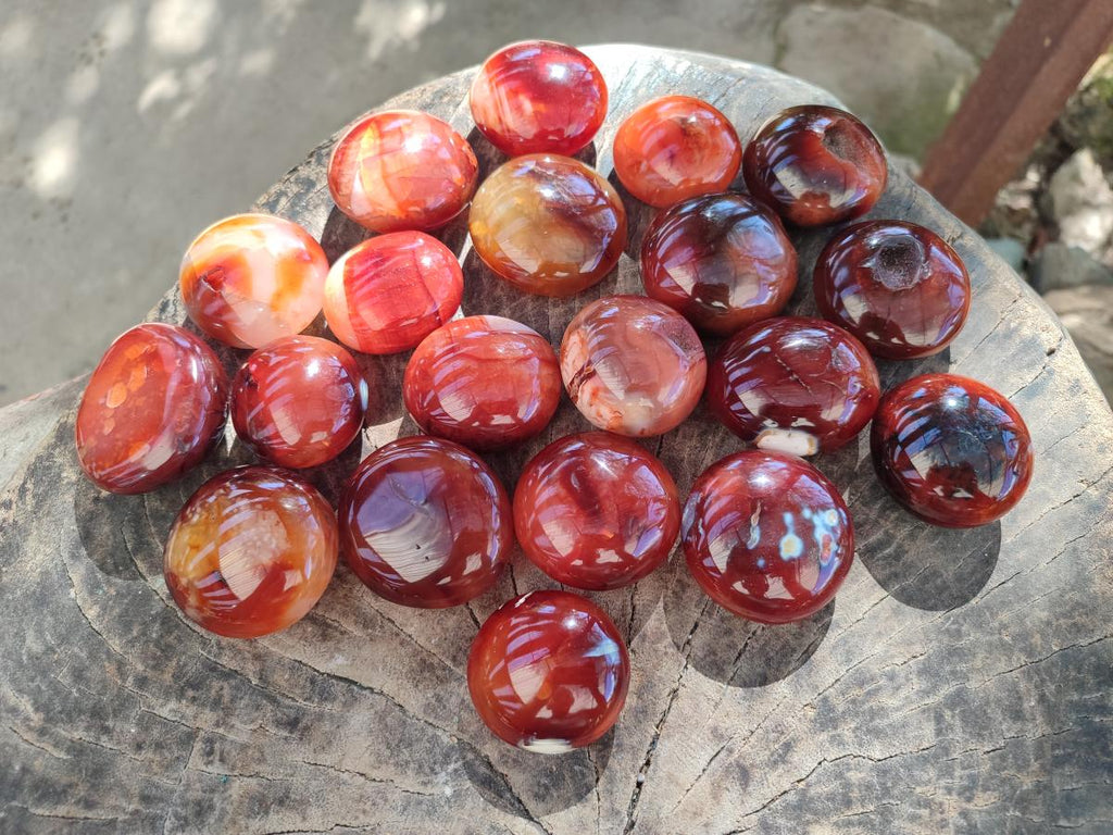 Polished and Natural Carnelian Agate Gemstone Galets x 20 From Madagascar