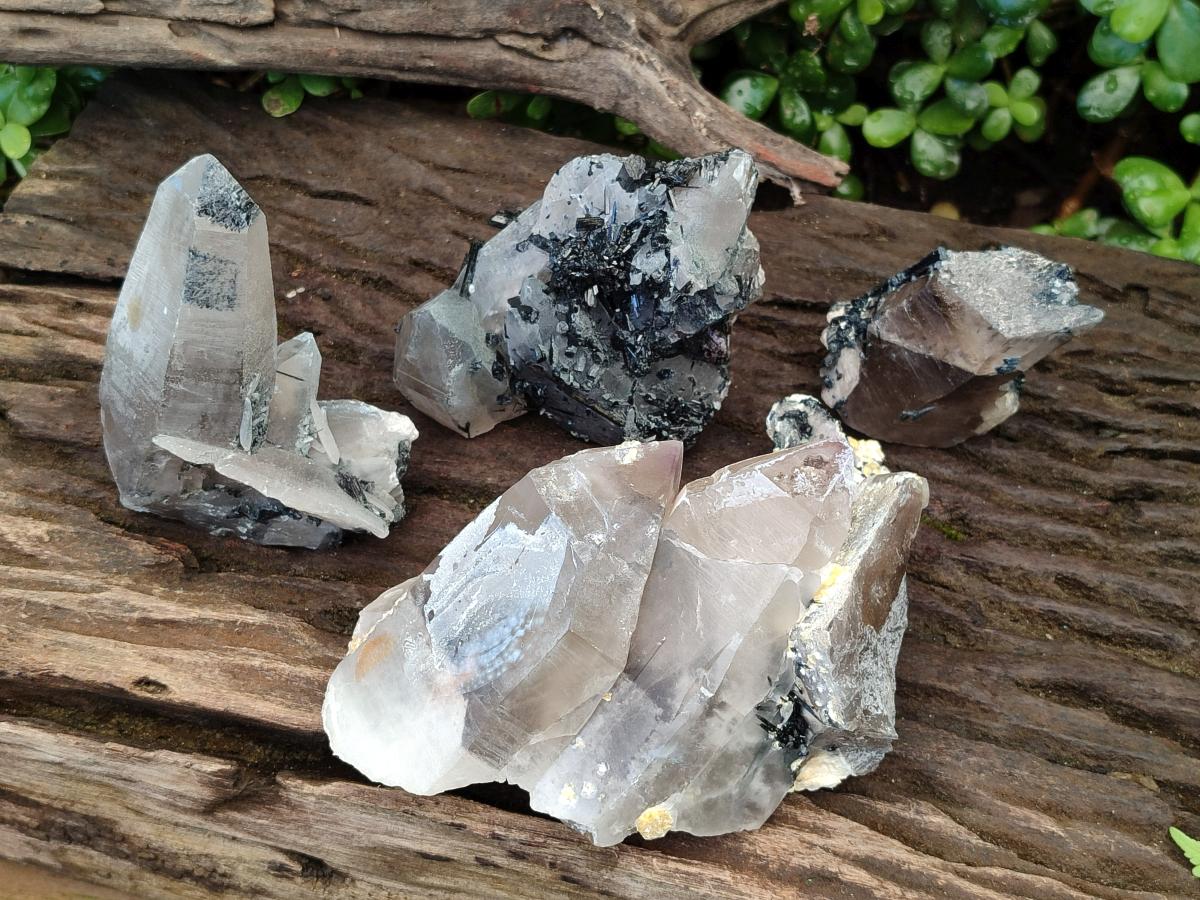 Natural Smokey Quartz Crystals and Clusters with Associated Minerals x 4 From Erongo, Namibia