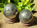 Polished Basalt Pharaoh Stone Spheres x 2 From Iron Duke Mine, Zimbabwe