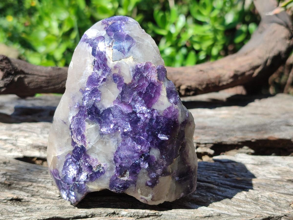 Polished One Side Silver Leaf Lepidolite Slices x 6 From Zimbabwe
