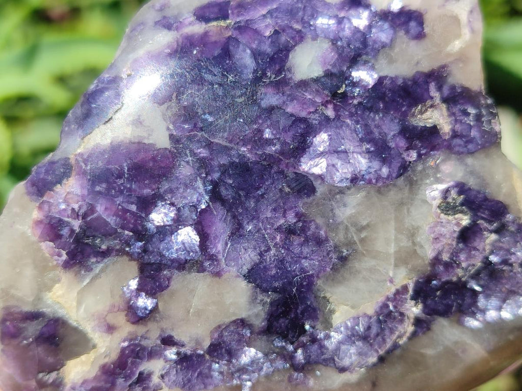 Polished One Side Silver Leaf Lepidolite Slices x 6 From Zimbabwe