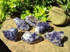 Polished One Side Silver Leaf Lepidolite Slices x 6 From Zimbabwe