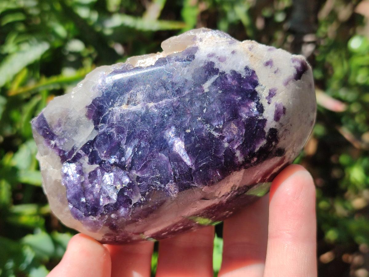 Polished One Side Silver Leaf Lepidolite Slices x 6 From Zimbabwe