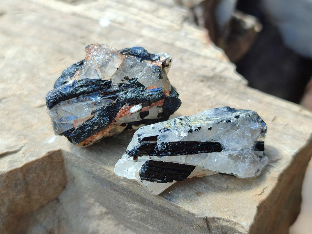 Natural Black Tourmaline Specimens in Quartz x 72 From Zambia