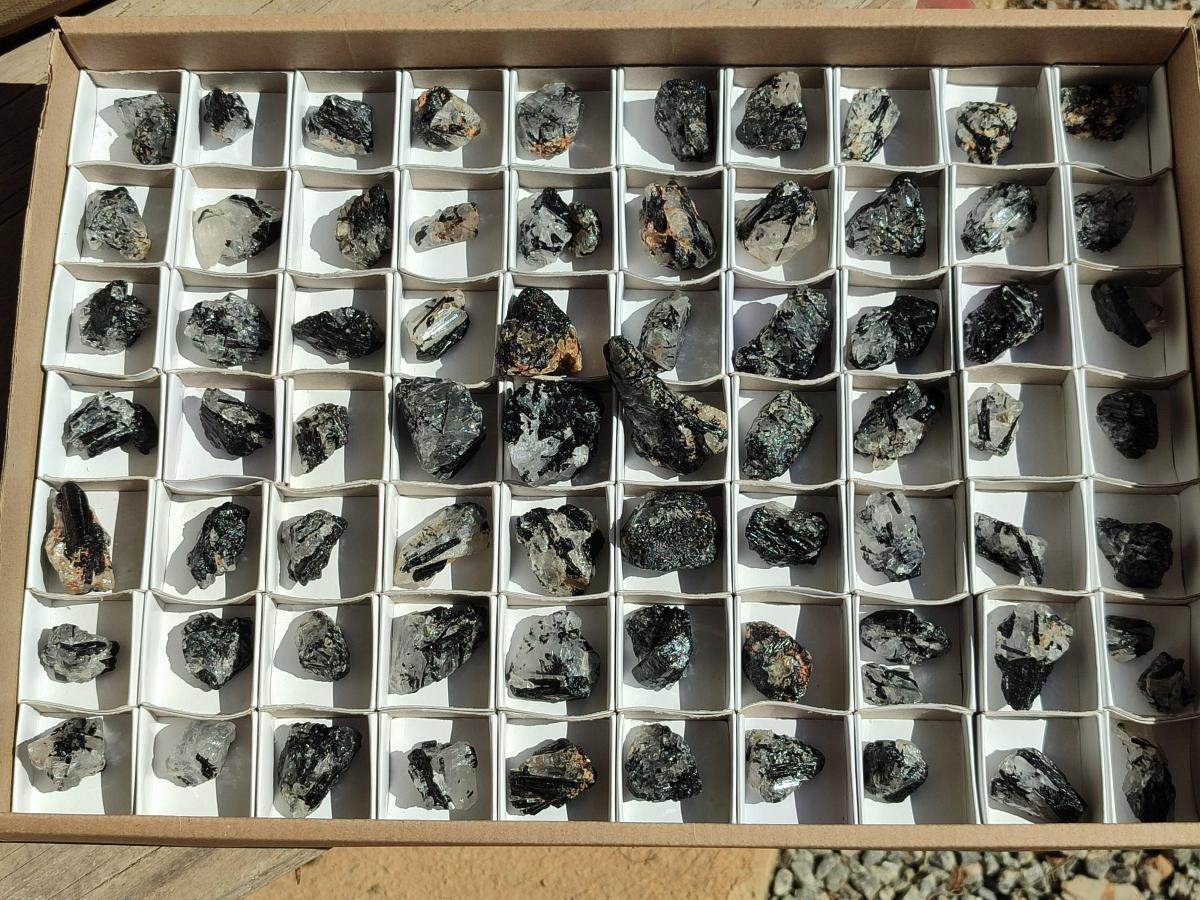Natural Black Tourmaline Specimens in Quartz x 72 From Zambia