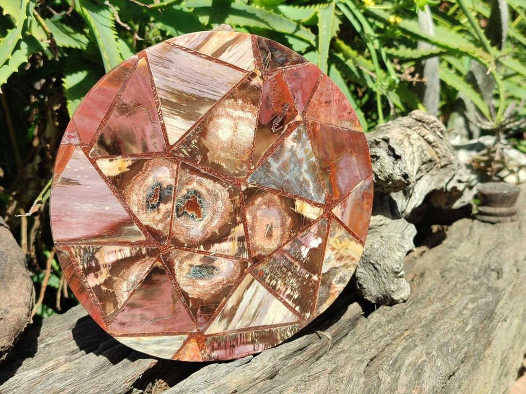 Hand Made Red Podocarpus Petrified Wood Conglomerate Plaque x 2 From Mahajanga, Madagascar