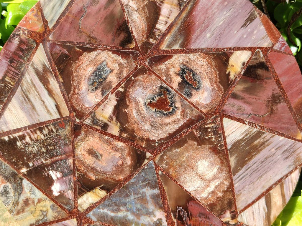 Hand Made Red Podocarpus Petrified Wood Conglomerate Plaque x 2 From Mahajanga, Madagascar