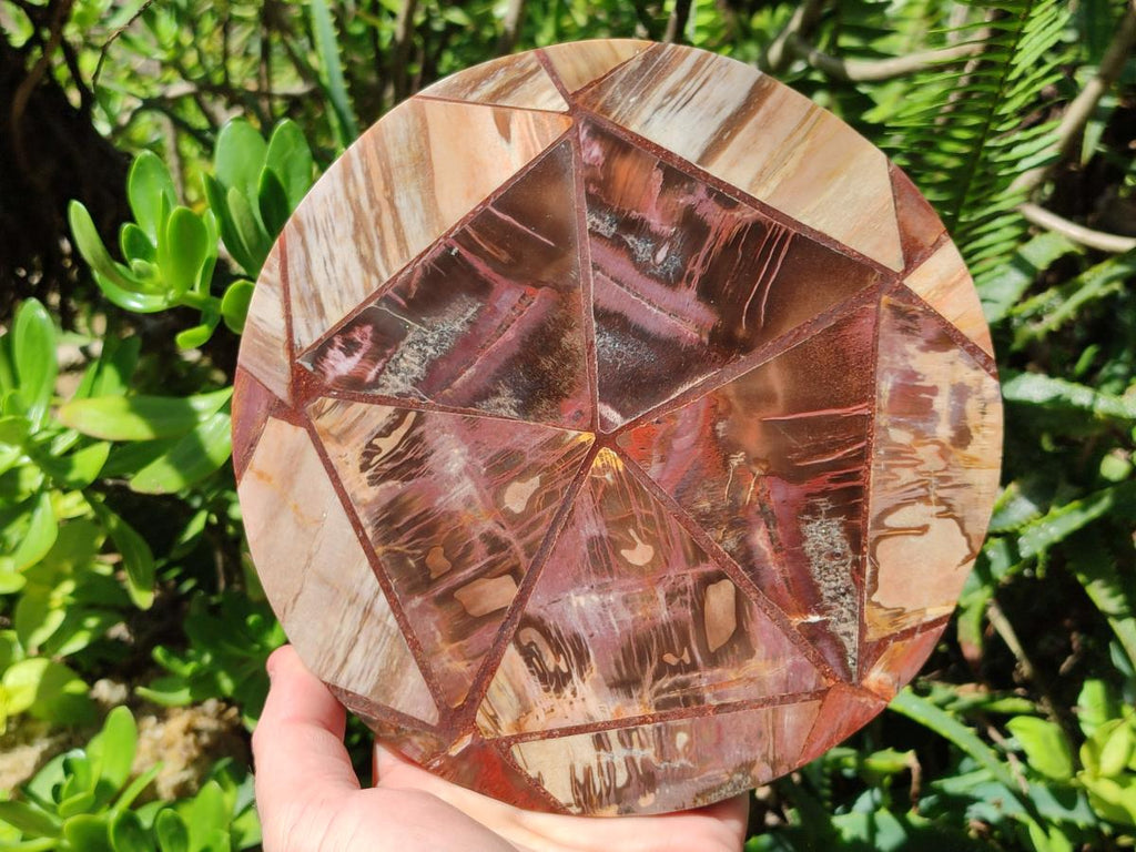 Hand Made Red Podocarpus Petrified Wood Conglomerate Plaque x 2 From Mahajanga, Madagascar
