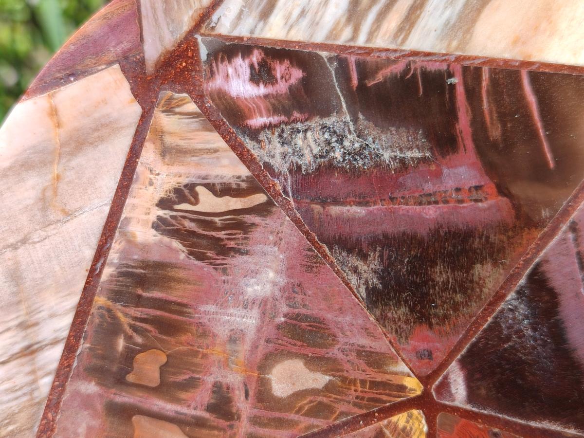 Hand Made Red Podocarpus Petrified Wood Conglomerate Plaque x 2 From Mahajanga, Madagascar