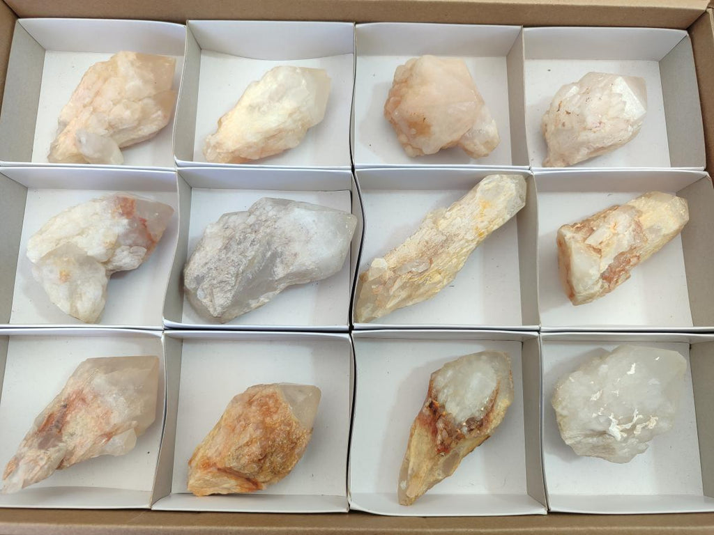 Natural Cascading Single Pineapple Quartz Crystals x 12 From Antsirabe, Madagascar
