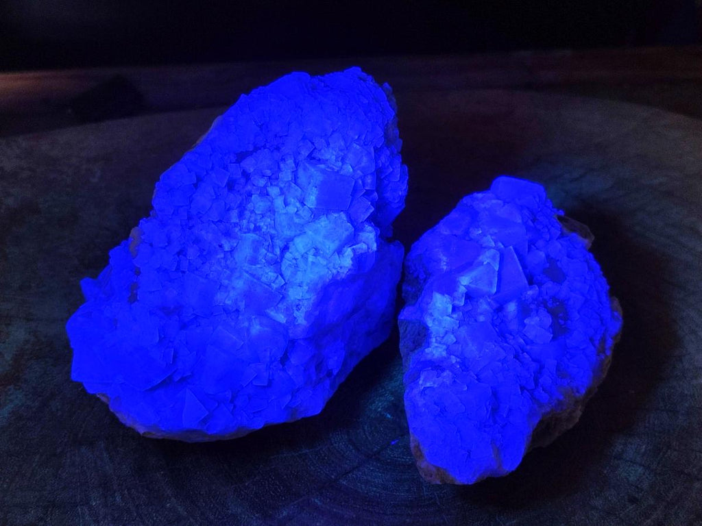 Natural Green Fluorite Cluster Specimens x 2 From Mandrosonoro, Madagascar