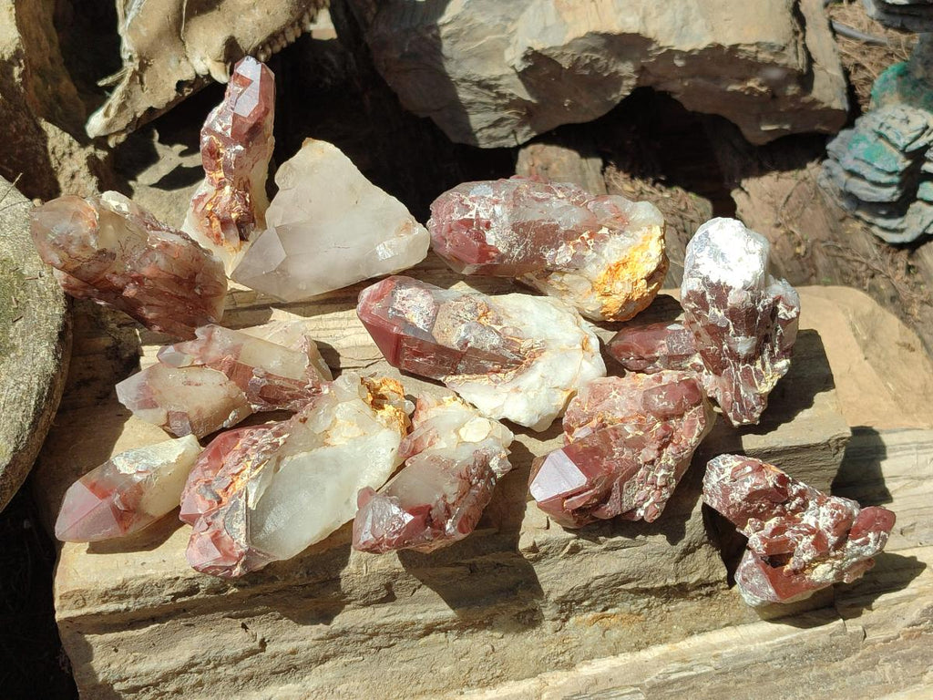 Natural Red Hematoid Quartz Crystals x 12 From Karoi, Zimbabwe