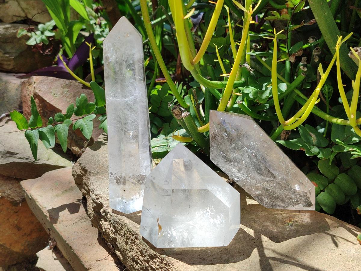 Polished Clear Quartz Crystals x 3 From Madagascar