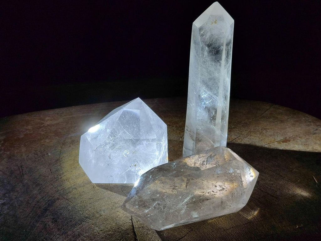 Polished Clear Quartz Crystals x 3 From Madagascar