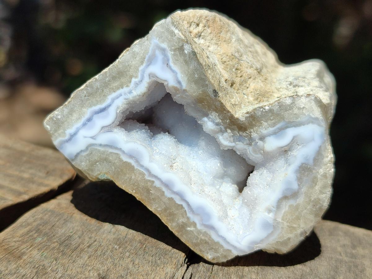 Polished One Side Blue Lace Agate Geodes x 19 From Nsanje, Malawi