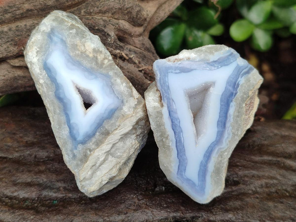 Polished One Side Blue Lace Agate Geodes x 19 From Nsanje, Malawi