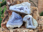 Polished One Side Blue Lace Agate Geodes x 19 From Nsanje, Malawi