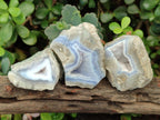 Polished One Side Blue Lace Agate Geodes x 19 From Nsanje, Malawi