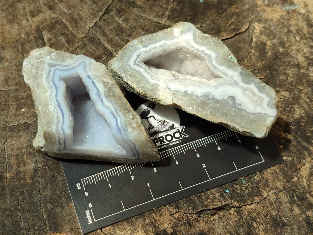 Polished One Side Blue Lace Agate Geodes x 19 From Nsanje, Malawi