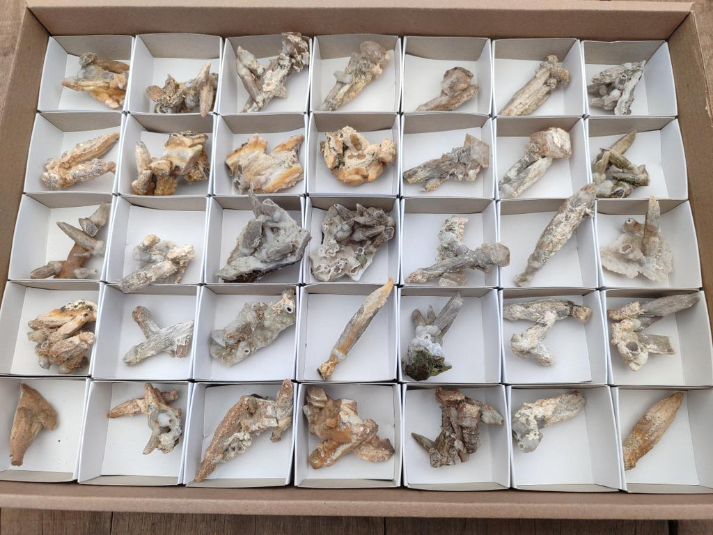 Natural Rhomboherdral and Spearhead Calcite Crystal Specimens x 35 From Albert's Mountain, Lesotho